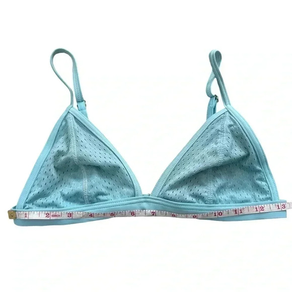Light Blue Bikini Swim, Triangle Top With Straps And High Hip Cheeky Bottoms - Picture 7 of 9